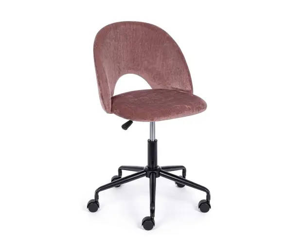 Scaun de birou Linzey, Bizzotto, catifea/otel, roz