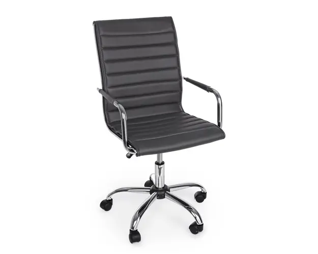 Scaun de birou Perth, Bizzotto, piele ecologica, gri inchis