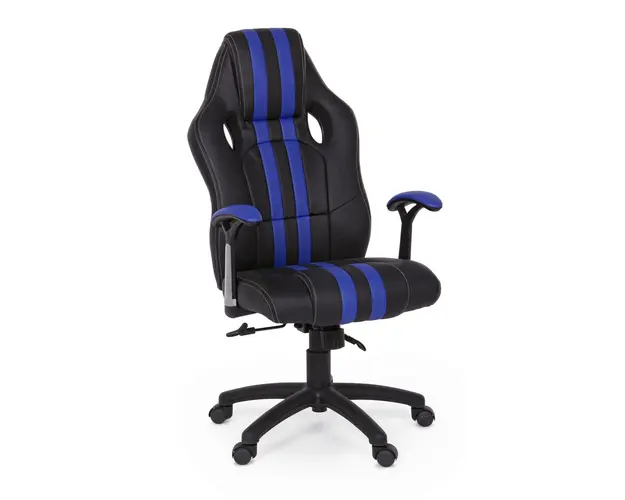 Scaun de birou Spider, Bizzotto, 63 x 64.5 x 111 cm, otel/piele ecologica, albastru