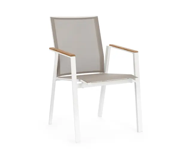 Scaun de gradina Cameron, Bizzotto, 59 x 61 x 88 cm, aluminiu/textilena, alb