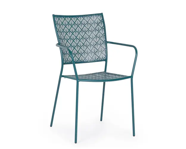 Scaun de gradina Lizette, Bizzotto, 54 x 55 x 89 cm, otel tratat pentru exterior, albastru