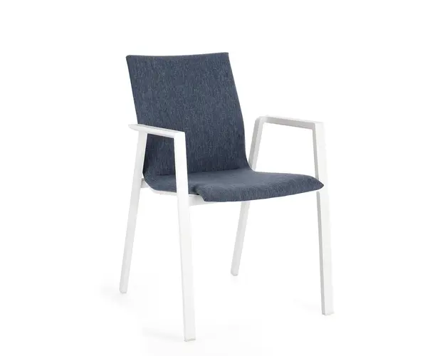 Scaun de gradina Odeon, Bizzotto, 55.5 x 60 x 83 cm, aluminiu/textilena/ofelin, alb/denim