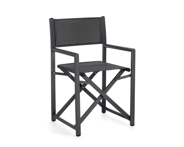 Scaun de gradina pliabil Taylor, Bizzotto, 48 x 56 x 86 cm, aluminiu/textilena 2x1, gri carbune