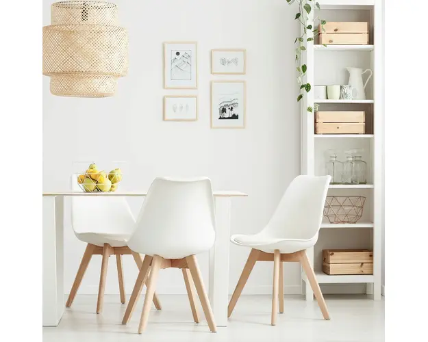 Scaun Fisco, Homla, 49x41x84 cm, lemn/plastic, alb