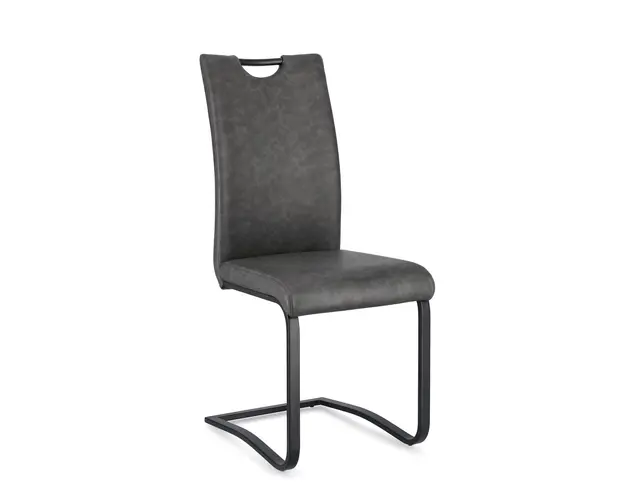 Scaun Kenneth, Bizzotto, 42 x 56 x 102 cm, otel/piele ecologica, gri carbune
