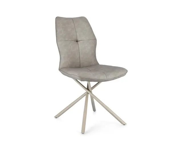 Scaun Kepler, Bizzotto, 50 x 66 x 94 cm, otel/piele ecologica, grej