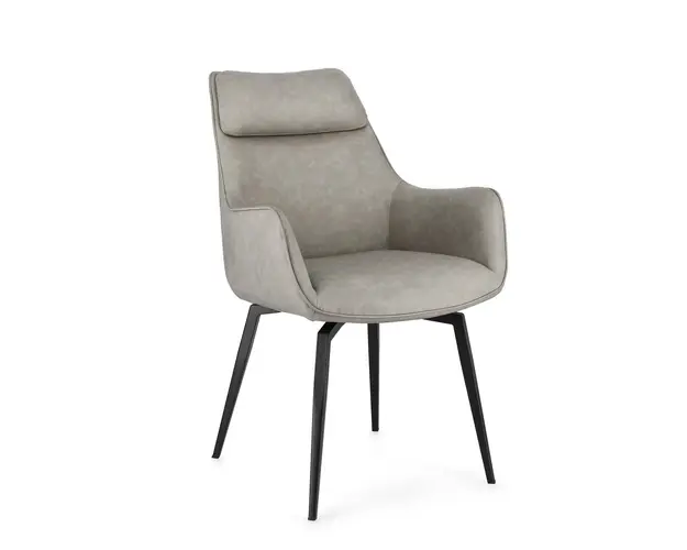 Scaun Lawrence, Bizzotto, 56 x 65 x 92 cm, otel/piele ecologica, grej