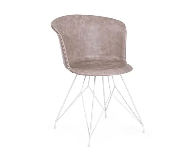 Scaun Loft, Bizzotto, piele ecologica, 56x54x76 cm, bej/alb