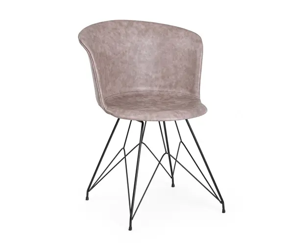 Scaun Loft, Bizzotto, piele ecologica, 56x54x76 cm, bej/negru