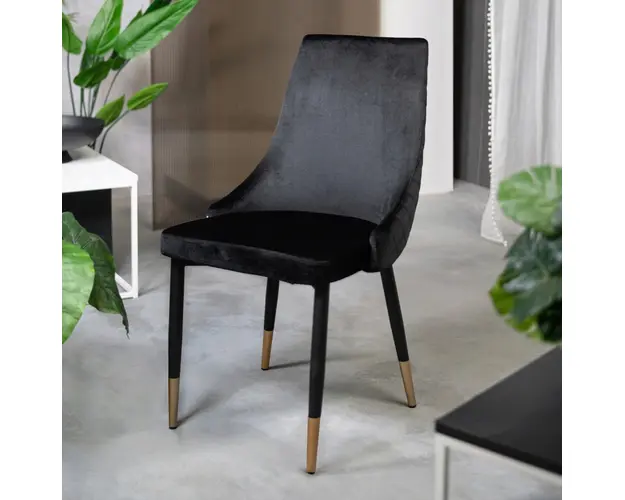 Scaun Logan, Homla, 44x44x92 cm, metal/catifea din poliester, negru