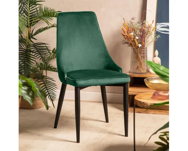 Scaun Louis Ribbon, Homla, 59x47x88 cm, metal/catifea din poliester, verde