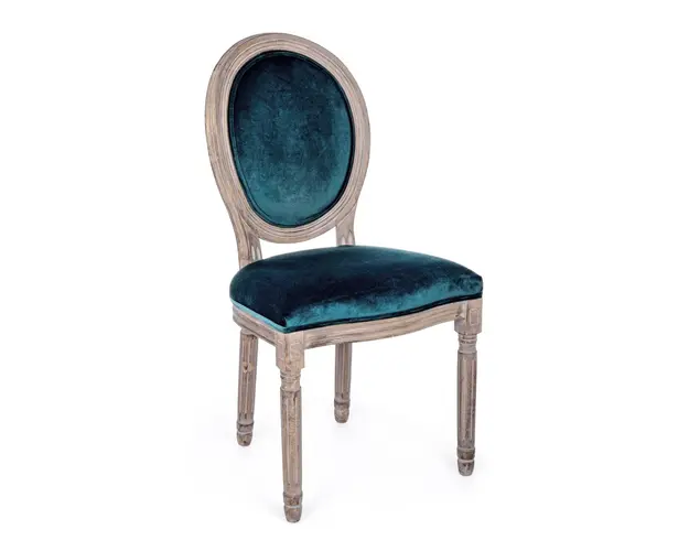 Scaun Mathilde, Bizzotto, catifea, 48x46x96 cm, albastru inchis