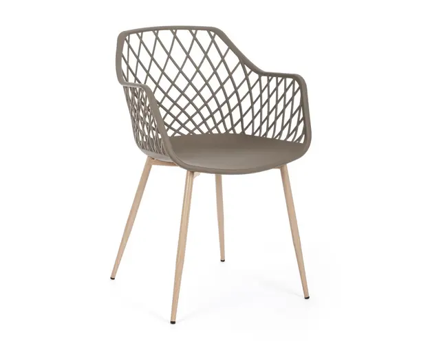 Scaun Optik, Bizzotto, polipropilena, 58x54x85.5 cm, grej