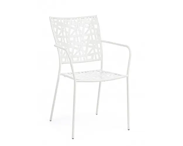 Scaun pentru gradina, Kelsie, Bizzotto, 54x55x89 cm, otel, alb
