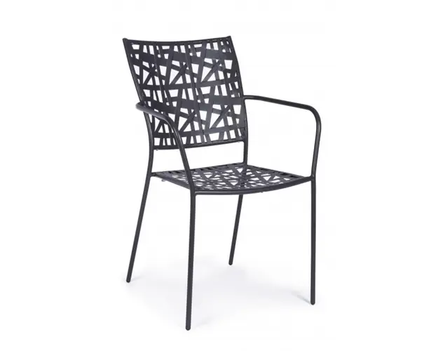 Scaun pentru gradina, Kelsie, Bizzotto, 54x55x89 cm, otel, gri carbune