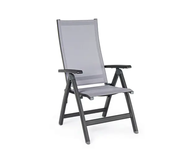 Scaun pentru gradina reglabil in 5 pozitii Cruise, Bizzotto, 59 x 71 x 113 cm, aluminiu/textilena 1x1, carbune