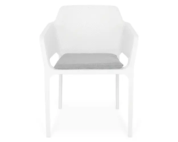 Scaun pentru gradina/terasa Bailey, 61.5x58.5x79.5 cm, polipropilena/poliester, alb/gri