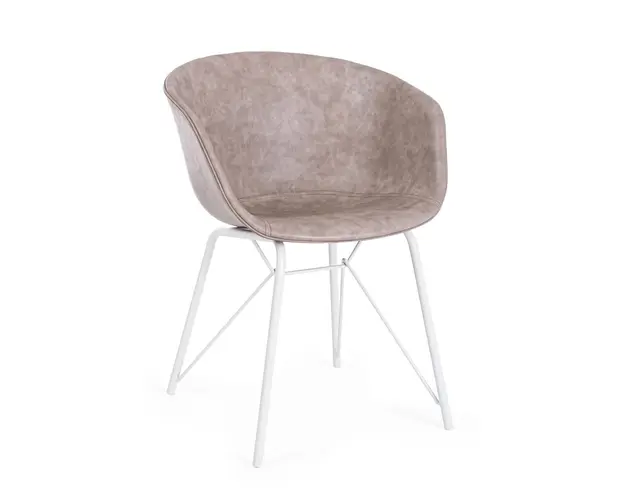 Scaun Warhol, Bizzotto, piele ecologica, 59x54.5x80 cm, bej/alb