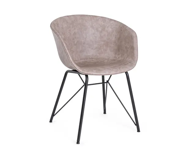 Scaun Warhol, Bizzotto, piele ecologica, 59x54.5x80 cm, bej/negru