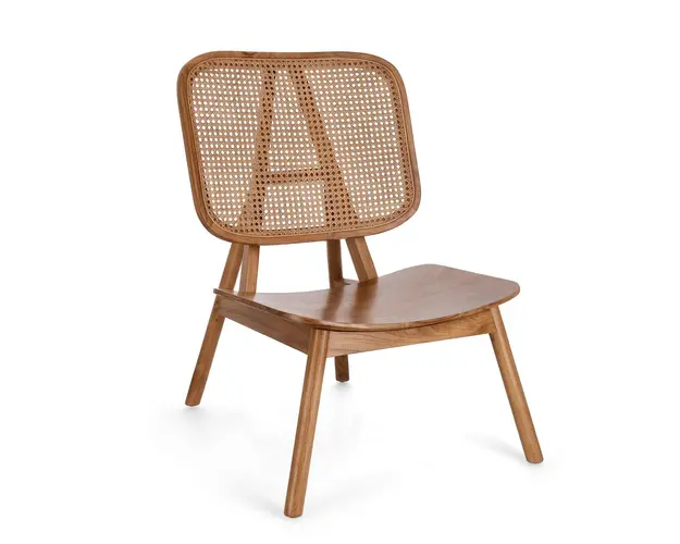 Scaun Yves, Bizzotto, 67 x 80 x 91.5 cm, lemn de tec/ratan, natural