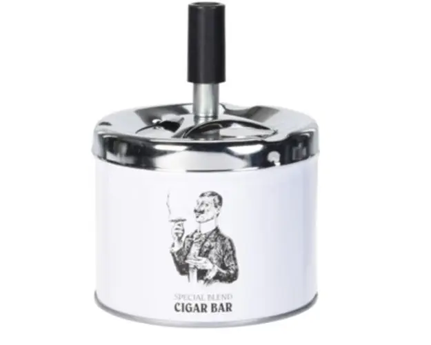 Scrumiera Cigar Bar, 9x12 cm, metal, alb/negru