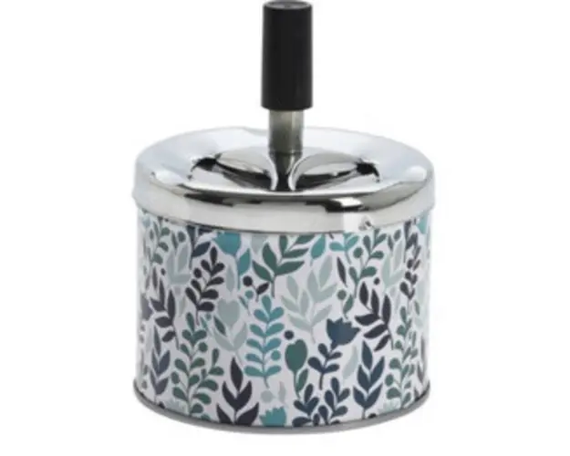 Scrumiera Green Leaf, 9x12 cm, metal, verde/alb