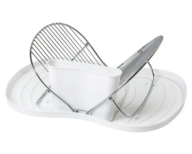 Scurgator de vase cu suport pentru tacamuri, Excellent Houseware, 48x36 cm, polipropilena/metal cromat, alb