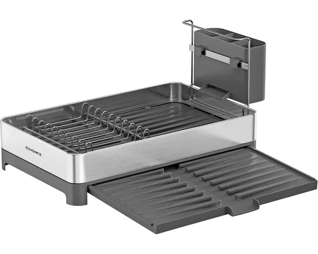 Scurgator pentru vase Vasagle, 25-44x40x21.6 cm, 12 kg, inox/plastic, argintiu/gri