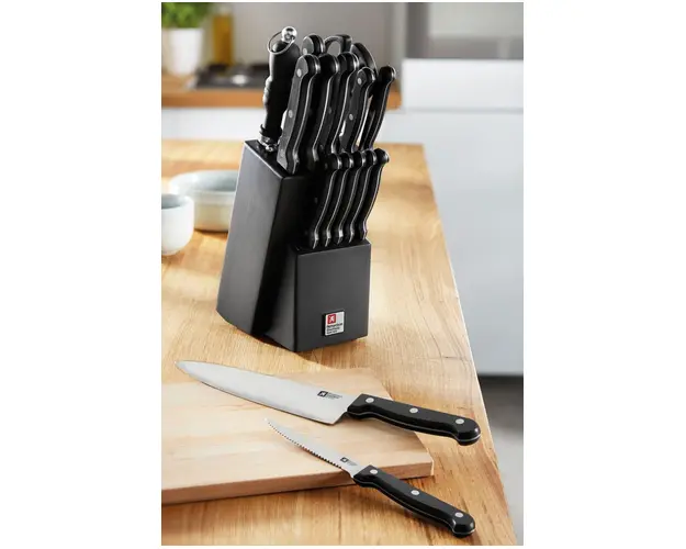 Set 15 cutite si ustensile + suport, Richardson Sheffield, Artisan, inox/lemn