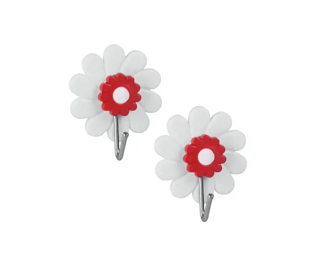 Set 2 agatatori autoadezive, Metaltex, Fleurs, plastic, rosu