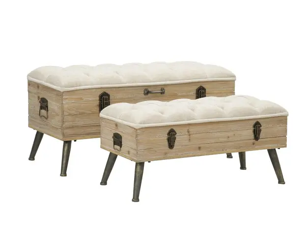 Set 2 banchete cu spatiu pentru depozitare, Tirana, Mauro Ferretti, lemn de brad