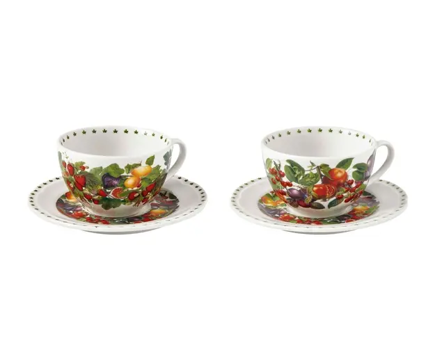 Set 2 cesti cu farfurie pentru ceai, Le Primizie, Brandani, 200 ml, portelan
