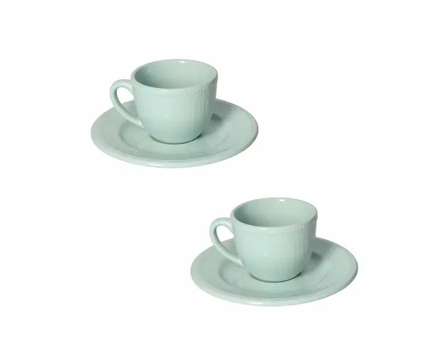 Set 2 cesti cu farfurie Senzatempo, Brandani, portelan, verde