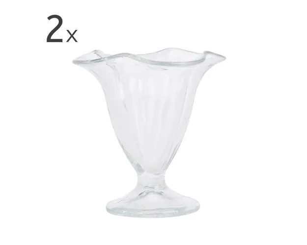Set 2 cupe pentru desert / inghetata Ice Cream, 150 ml, D12x12 cm, stica, transparent