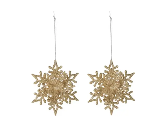 Set 2 decoratiuni brad Snowflake, 11.5x2.5x11.5 cm, polipropilena, auriu