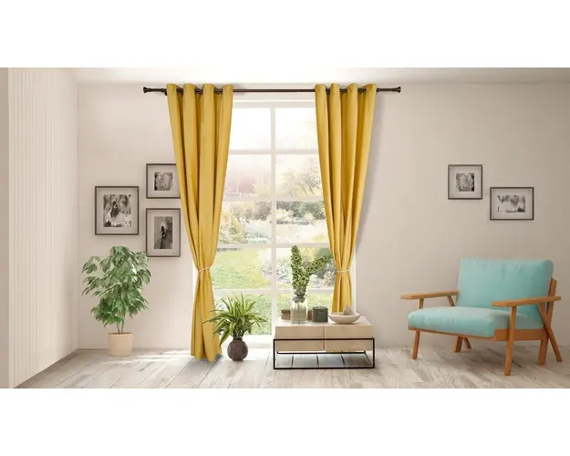 Set 2 draperii Heinner, 140x270 cm, poliester, galben