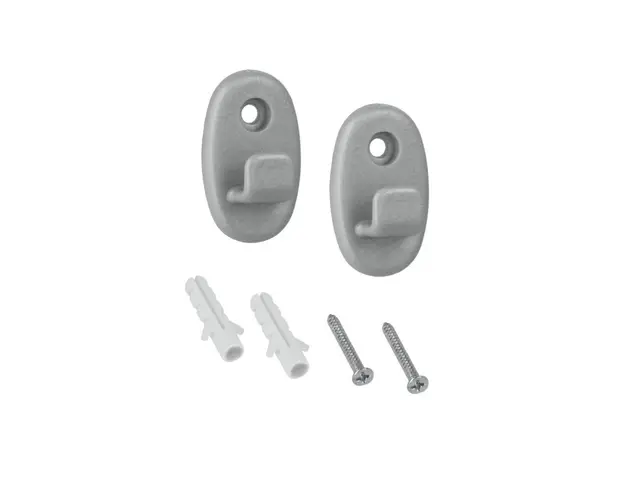 Set 2 elemente de fixare Onda, Metaltex, 8 x 18 x 1.5 cm, plastic, argintiu