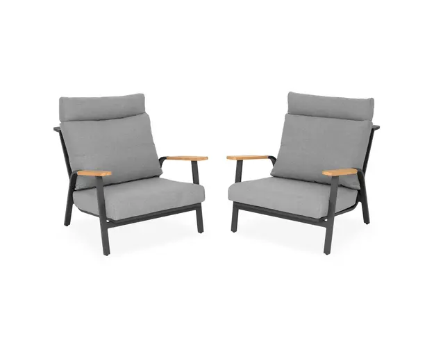 Set 2 fotolii pentru gradina/terasa Dandy, aluminiu/poliuretan, antracit/gri