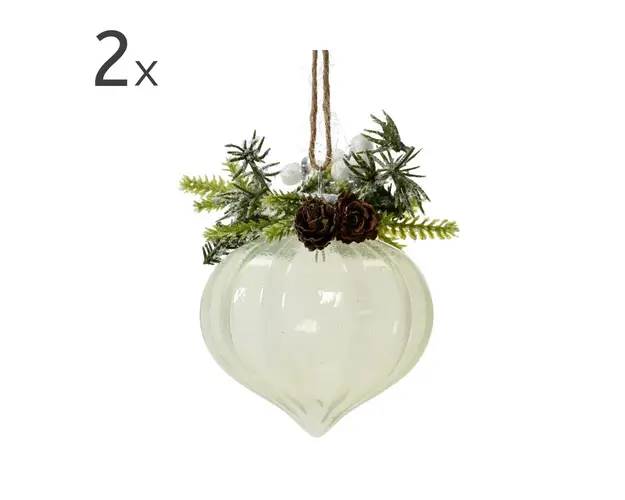 Set 2 globuri Ornament White Mint V1, Decoris, 8 cm, sticla, multicolor