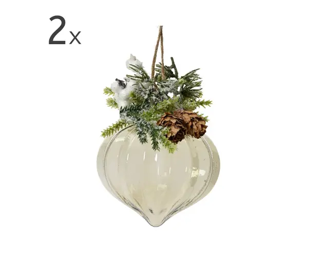 Set 2 globuri Ornament White Mint V2, Decoris, 8 cm, sticla, multicolor