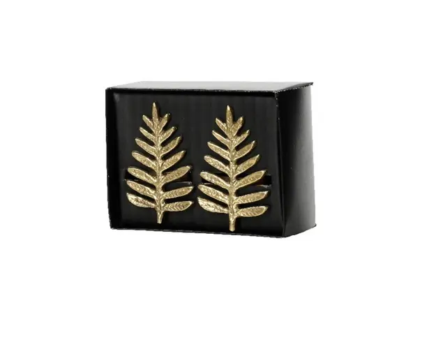 Set 2 inele pentru servetele Fir Leaf, Decoris, alama, auriu