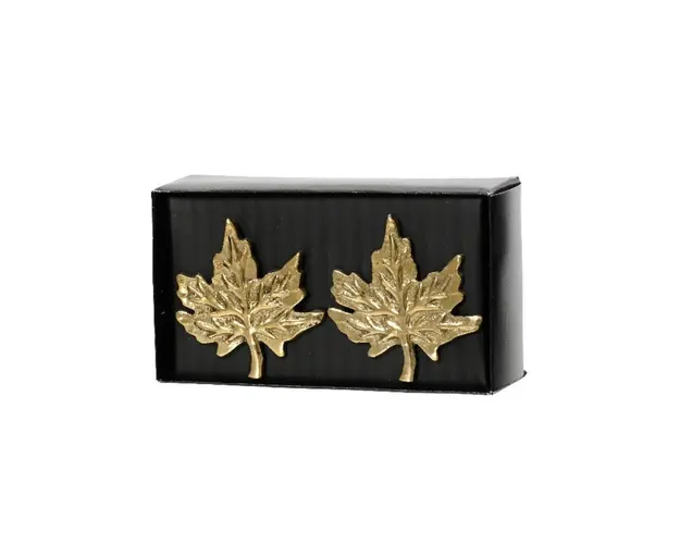 Set 2 inele pentru servetele Maple Leaf, Decoris, alama, auriu