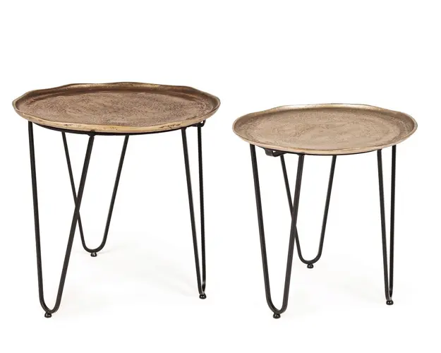 Set 2 masute de cafea Amira, Bizzotto, 47x46 cm, otel/aluminiu