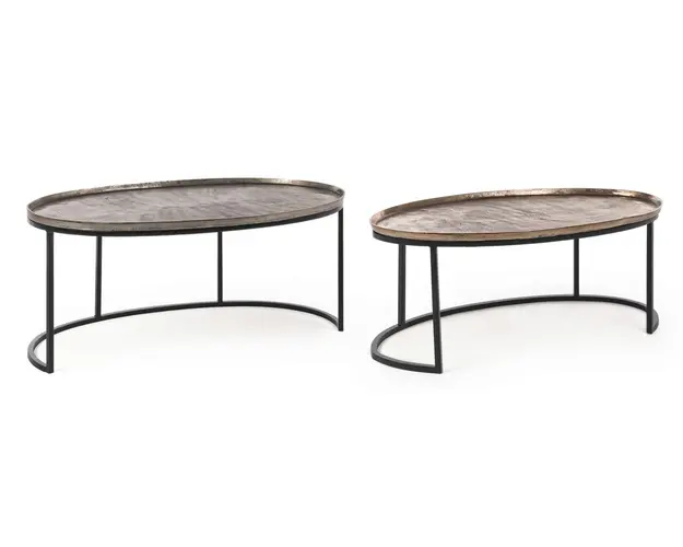 Set 2 masute de cafea Amira, Bizzotto, 97x59x41 cm, otel/aluminiu