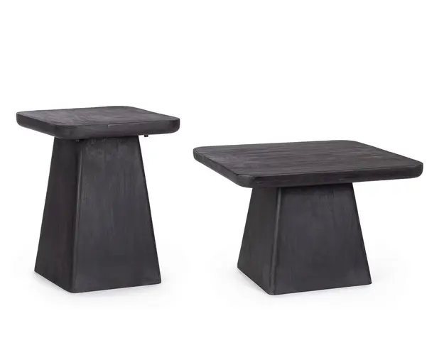 Set 2 masute de cafea Square Fuji, Bizzotto, 60 x 60 x 40 cm, lemn de mango