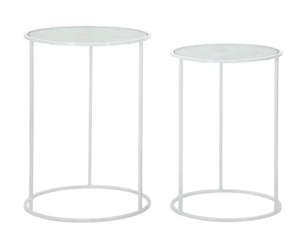 Set 2 masute White Harts, Mauro Ferretti, fier, alb