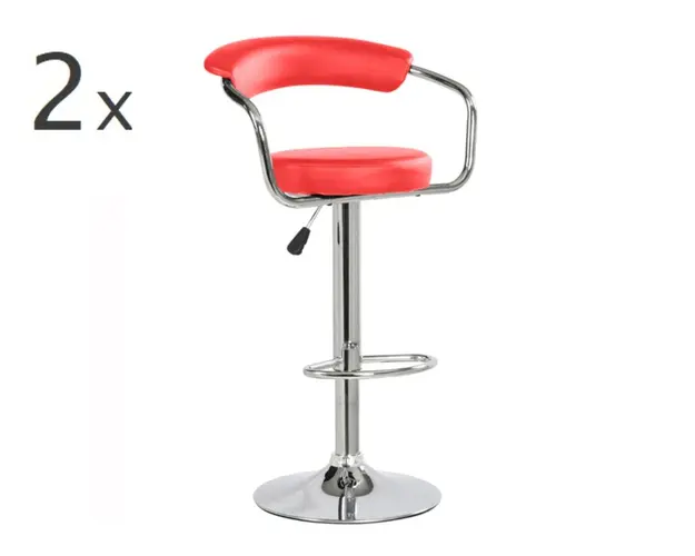 Set 2 scaune bar, Bedora Round, piele ecologica, rosu