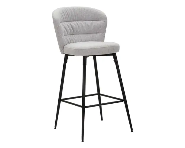 Set 2 scaune de bar, Losanna, Mauro Ferretti, 52 x 59 x 108 cm, placaj/metal/textil, gri/negru