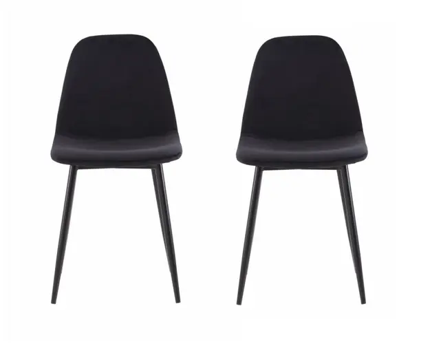 Set 2 scaune Dining Jaquard, Heinner, 48x46x87 cm, metal/catifea, negru