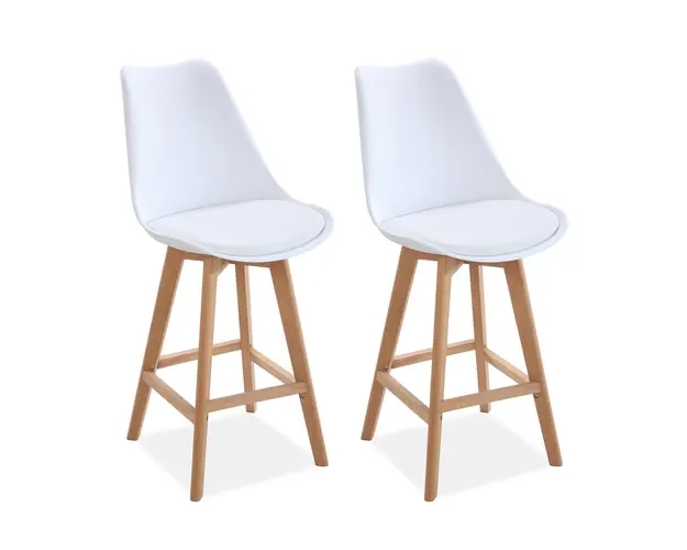 Set 2 scaune pentru bar Itsy, Heinner, 48x47x106 cm, piele ecologica/lemn, alb